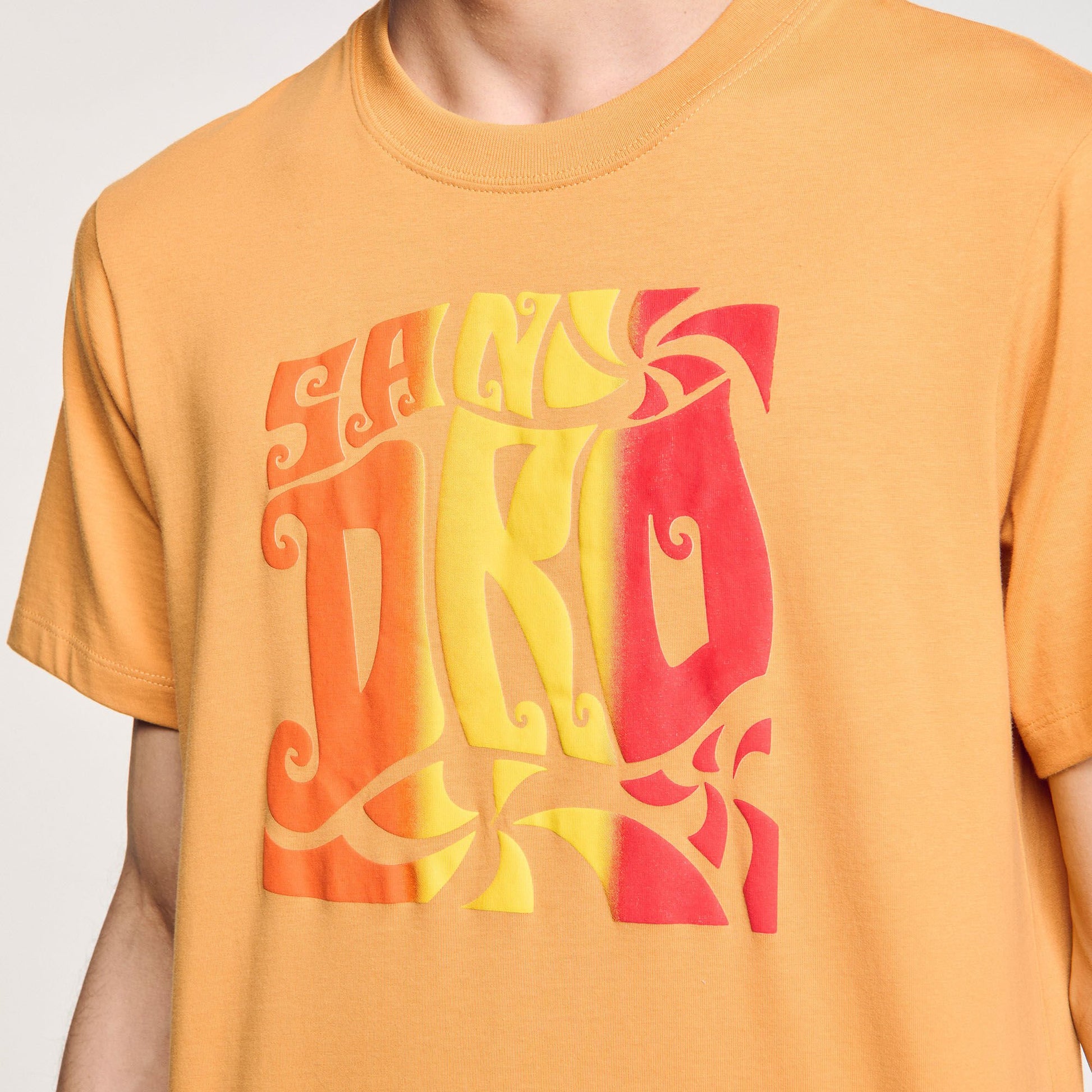 Sandro Wave print cotton T-shirt Mandarin.