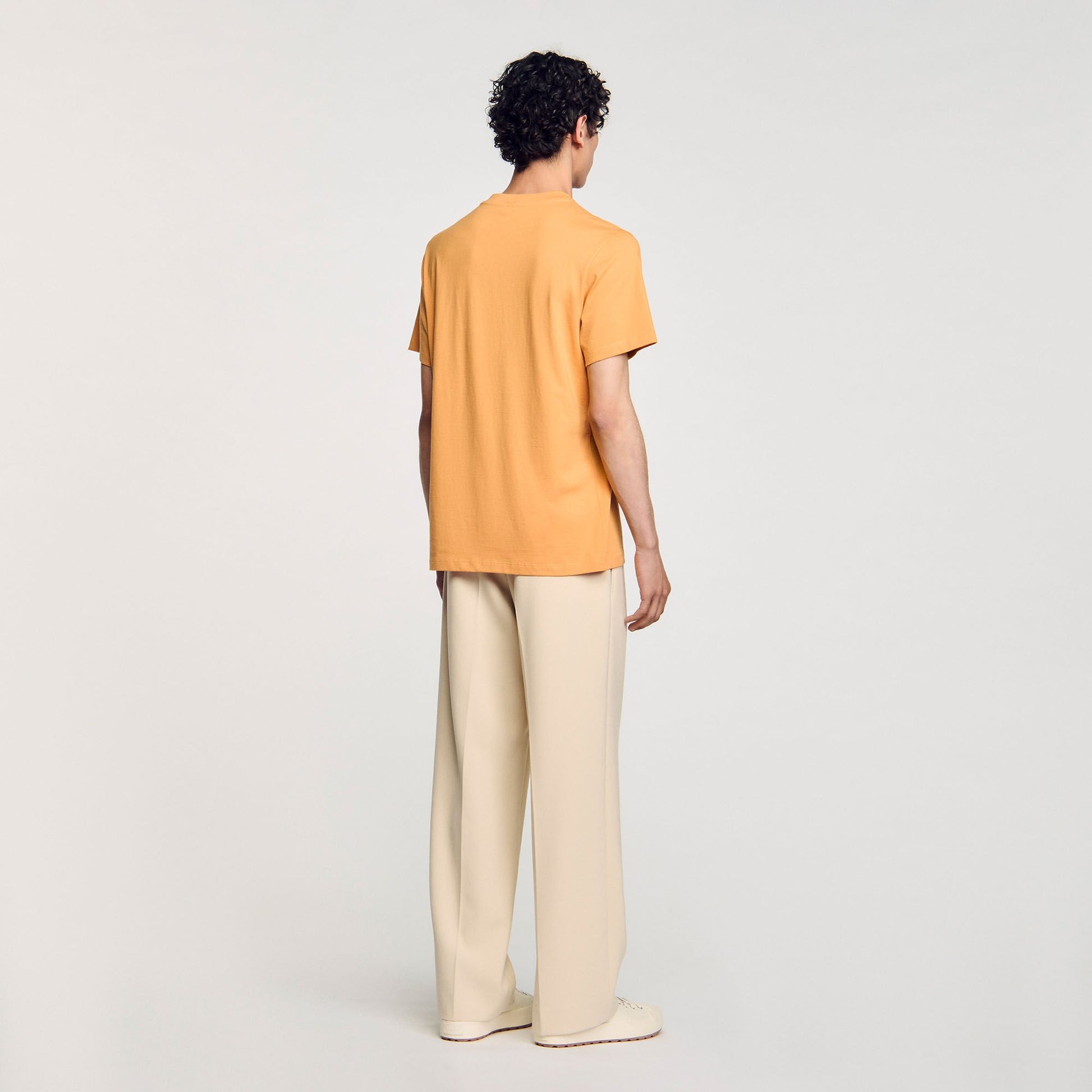 Sandro Wave print cotton T-shirt Mandarin.