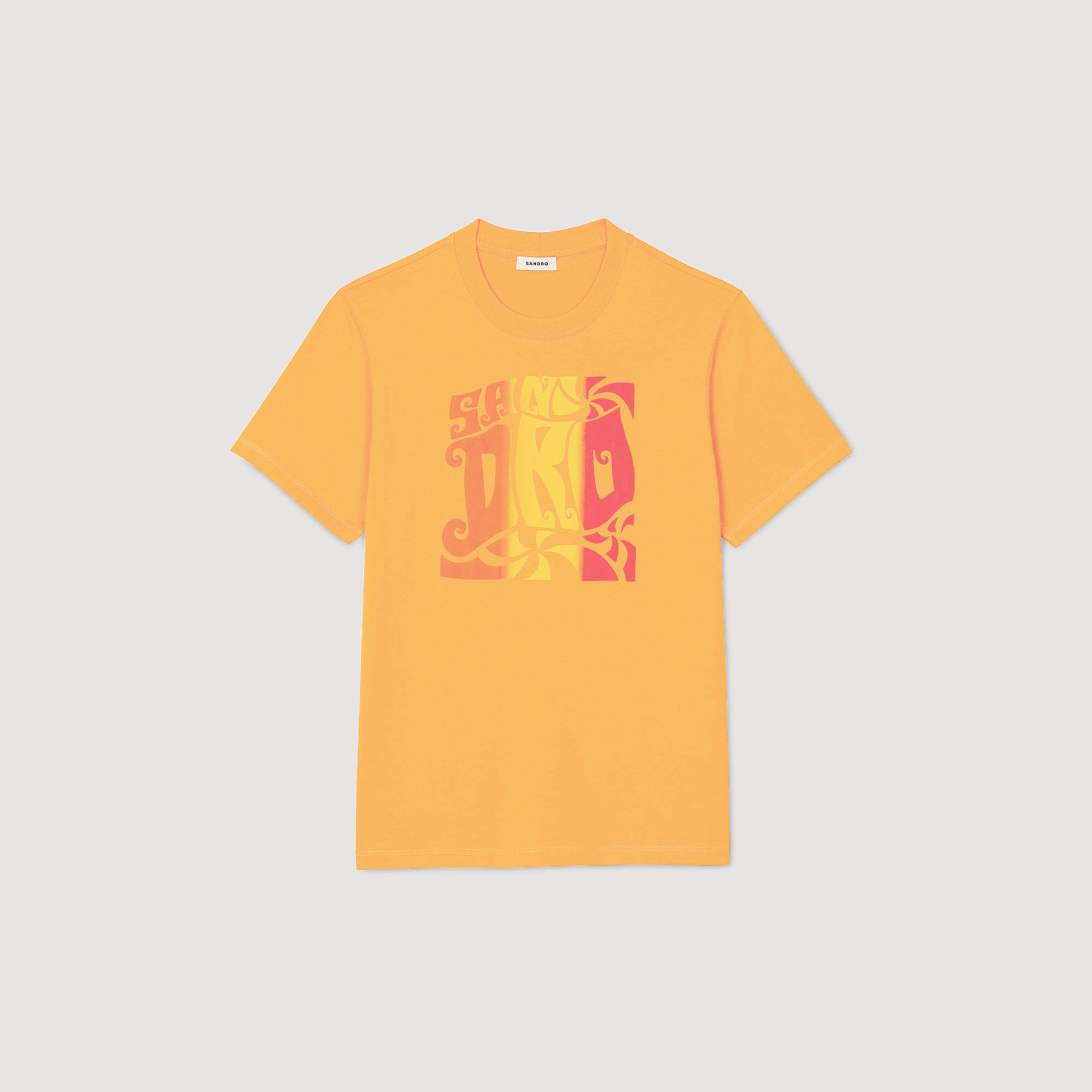 Sandro Wave print cotton T-shirt Mandarin.
