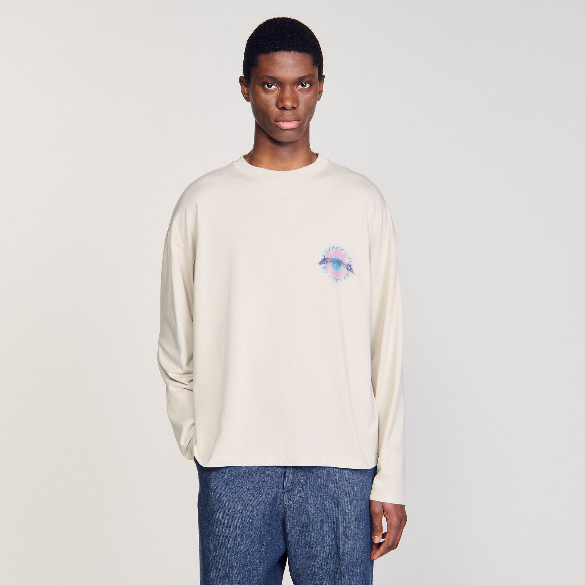 Sandro Sun motif T-shirt Vintage White