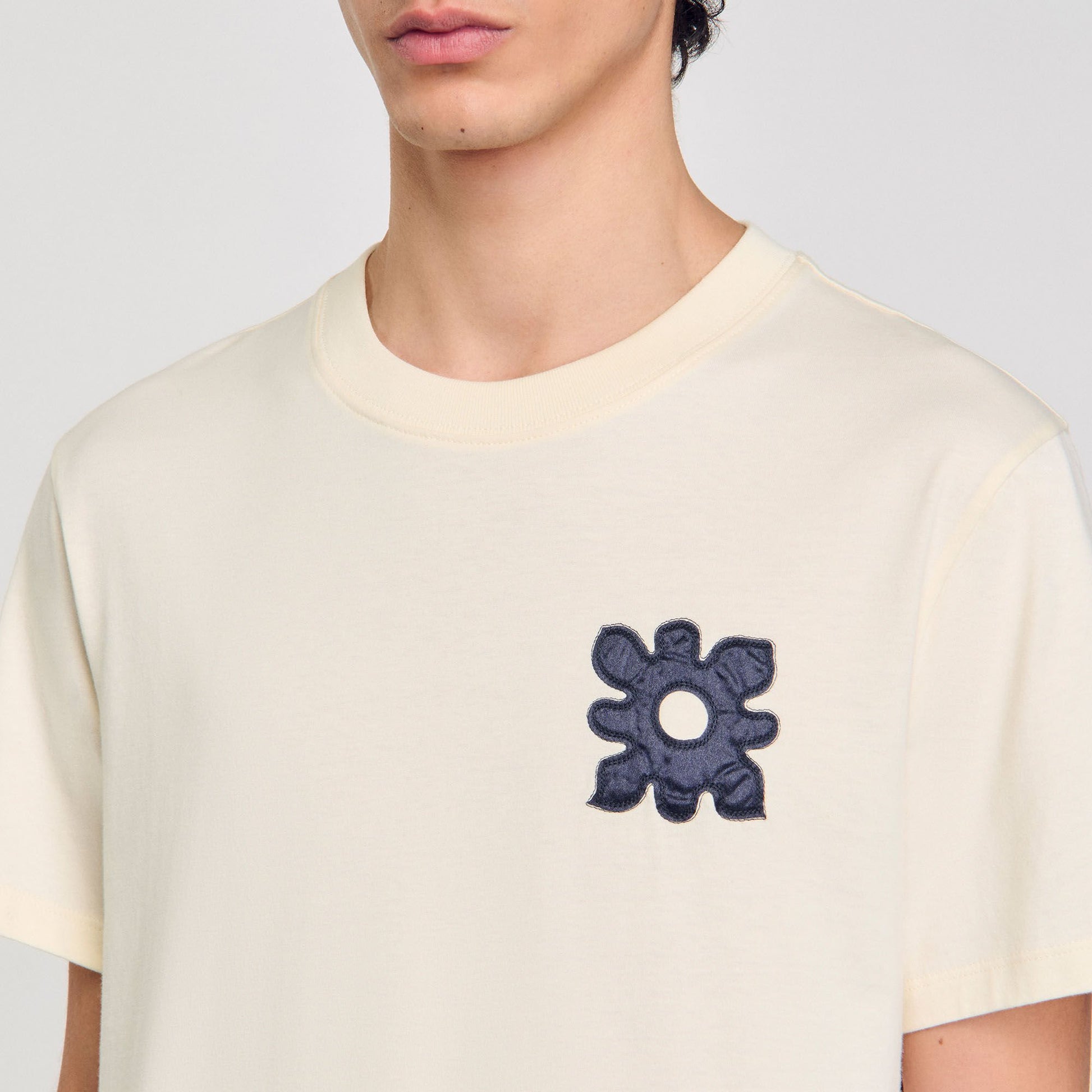 Sandro T-shirt with flower detail Ivory.