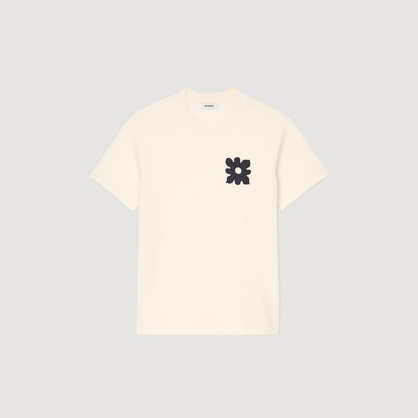 Sandro T-shirt with flower detail Ivory.