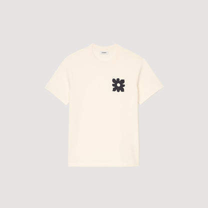 Sandro T-shirt with flower detail Ivory.