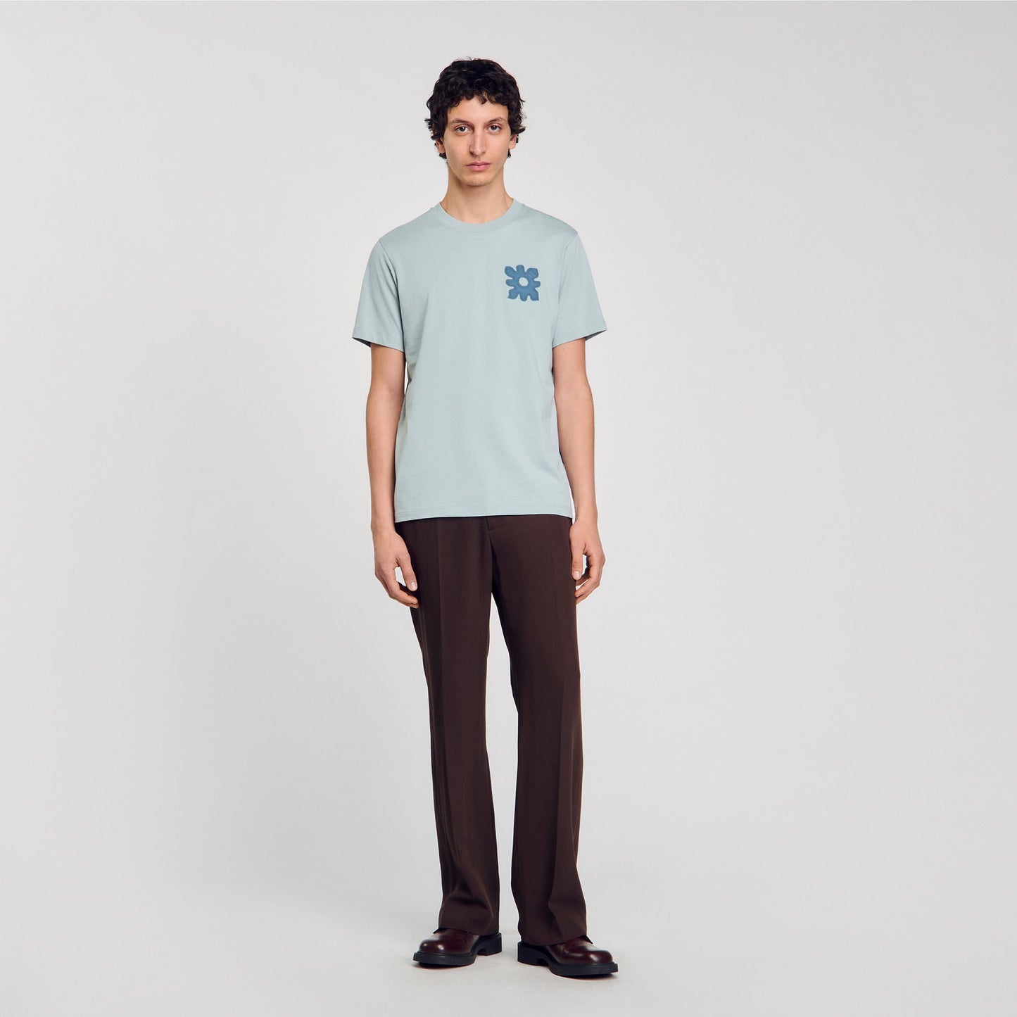 Sandro T-shirt with flower detail Chambray