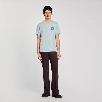 Sandro T-shirt with flower detail Chambray