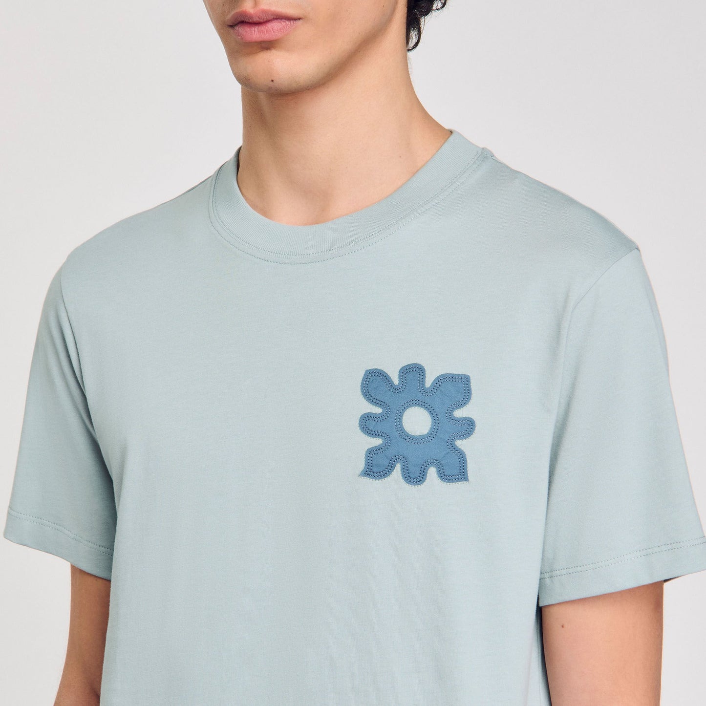 Sandro T-shirt with flower detail Chambray
