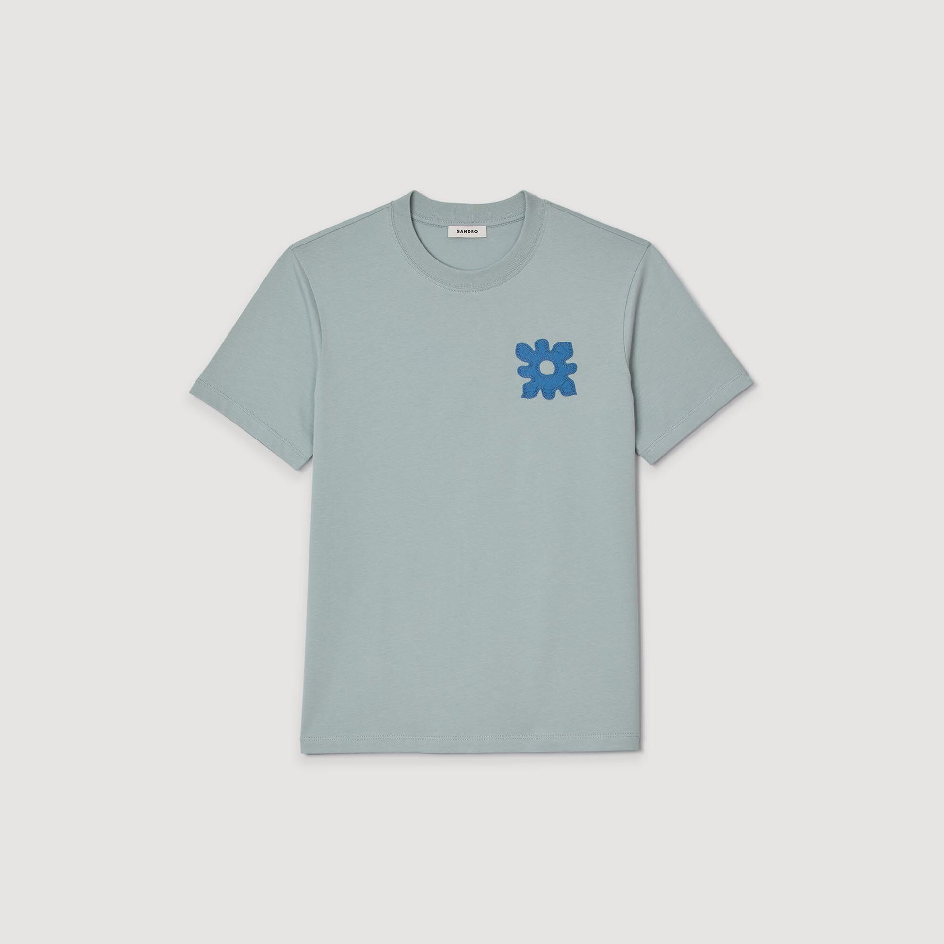 Sandro T-shirt with flower detail Chambray