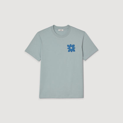 Sandro T-shirt with flower detail Chambray