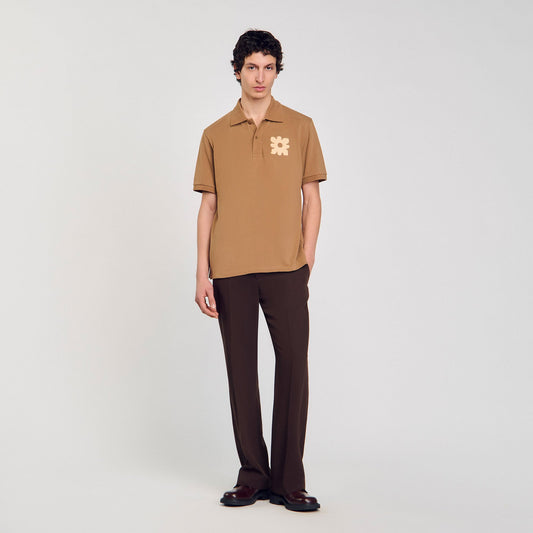Sandro Polo shirt with flower patch Nut