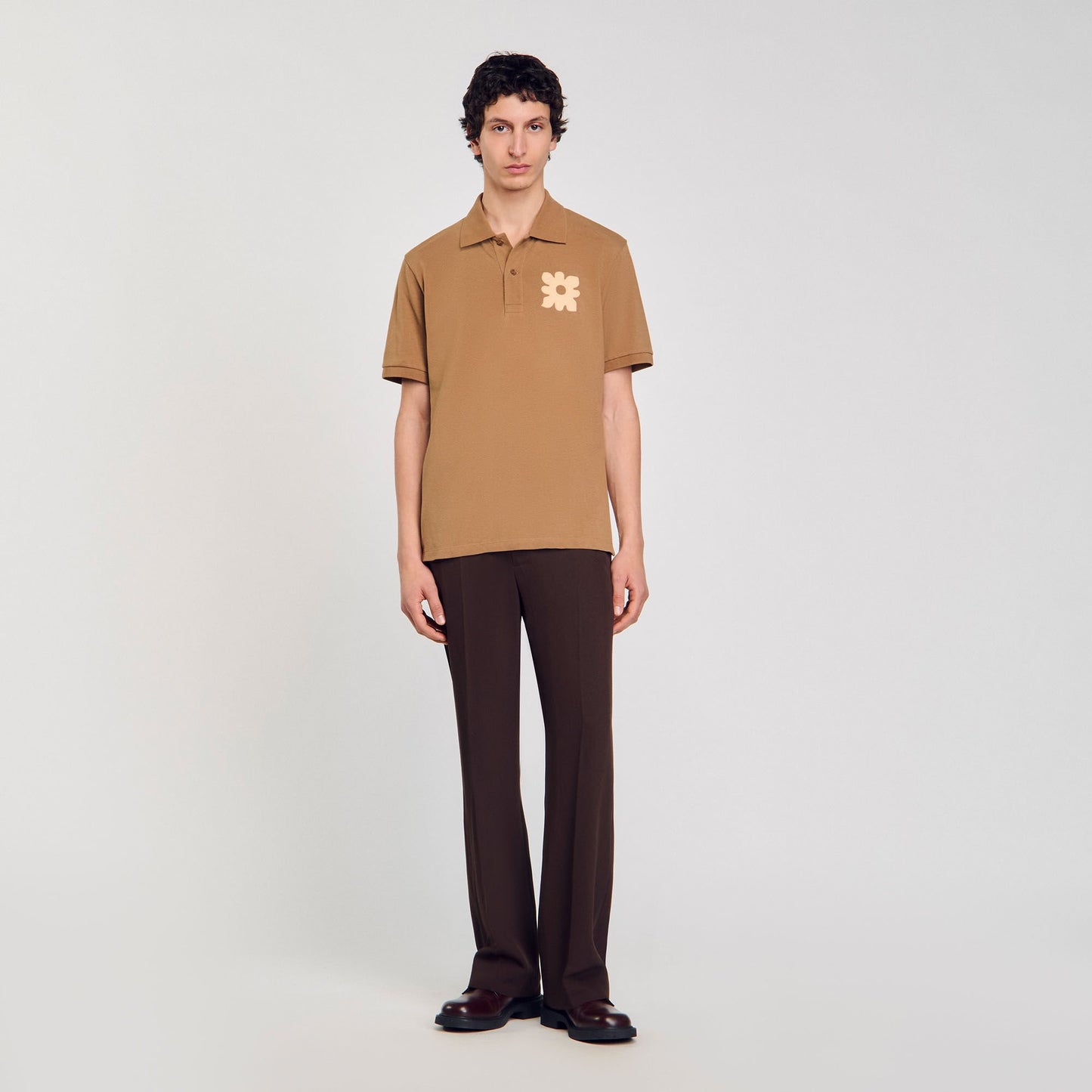 Sandro Polo shirt with flower patch Nut