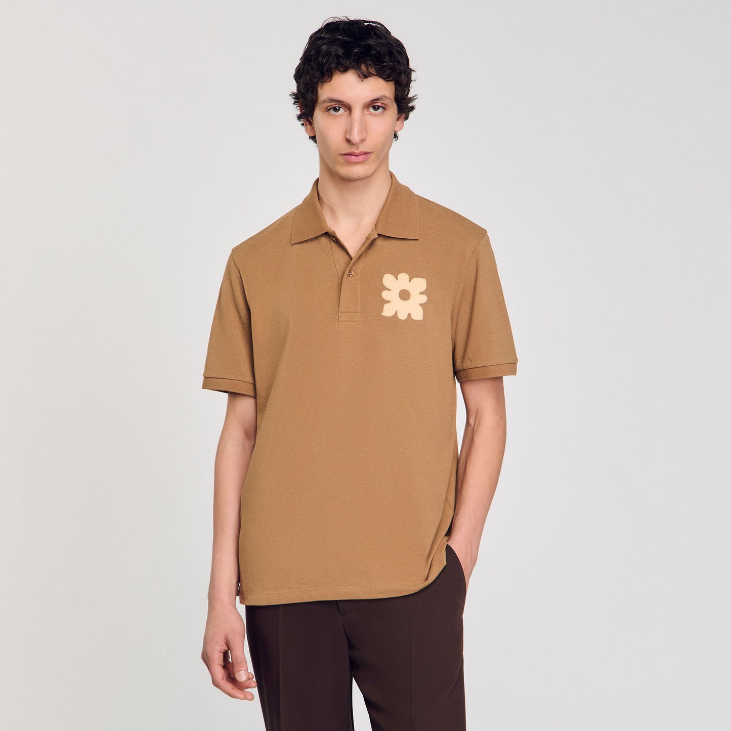 Sandro Polo shirt with flower patch Nut
