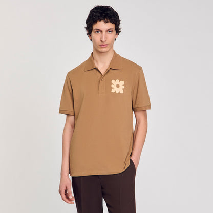 Sandro Polo shirt with flower patch Nut