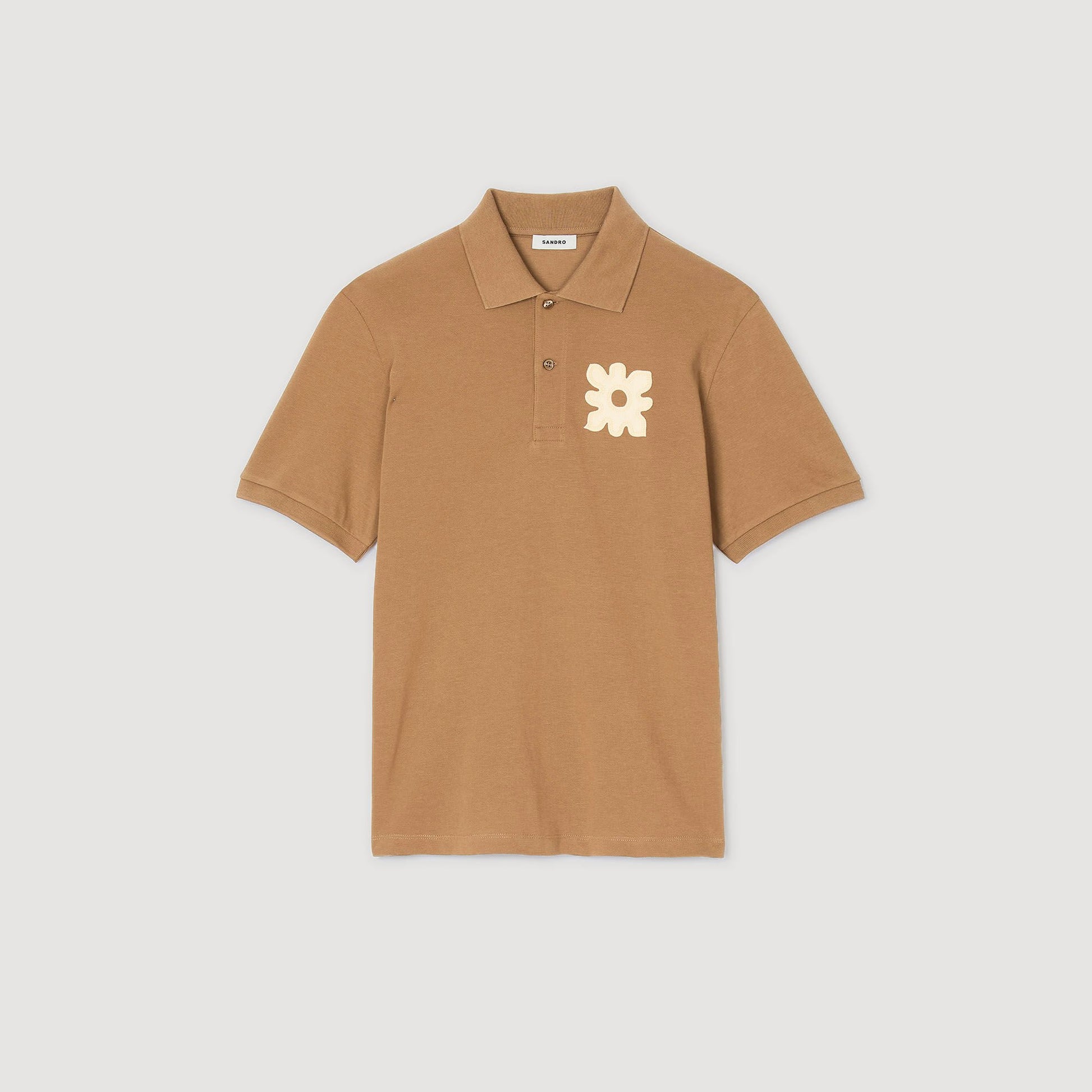 Sandro Polo shirt with flower patch Nut