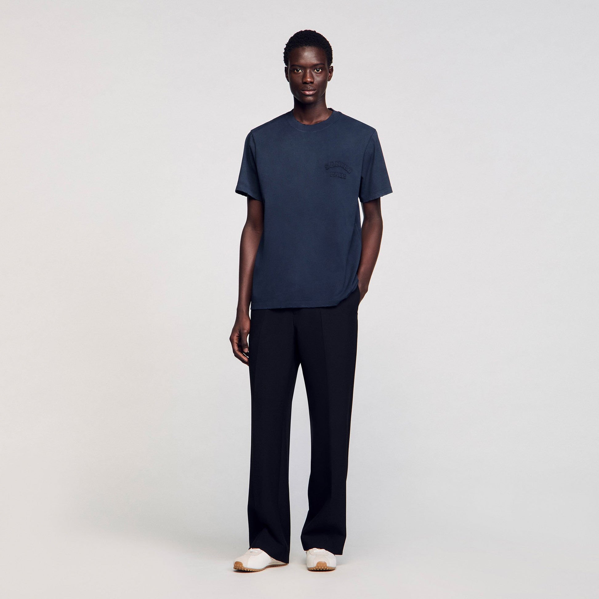 Sandro Worn-effect T-shirt Navy Blue