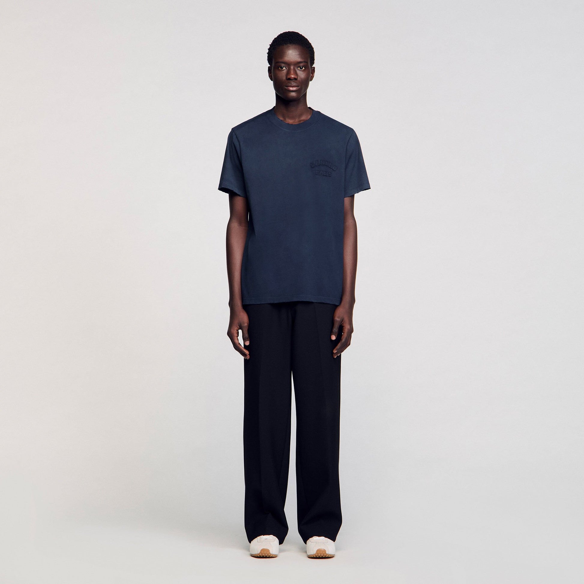 Sandro Worn-effect T-shirt Navy Blue