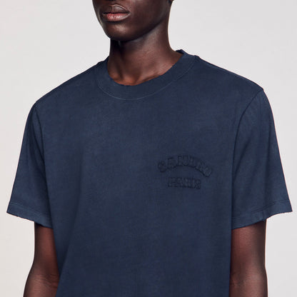 Sandro Worn-effect T-shirt Navy Blue