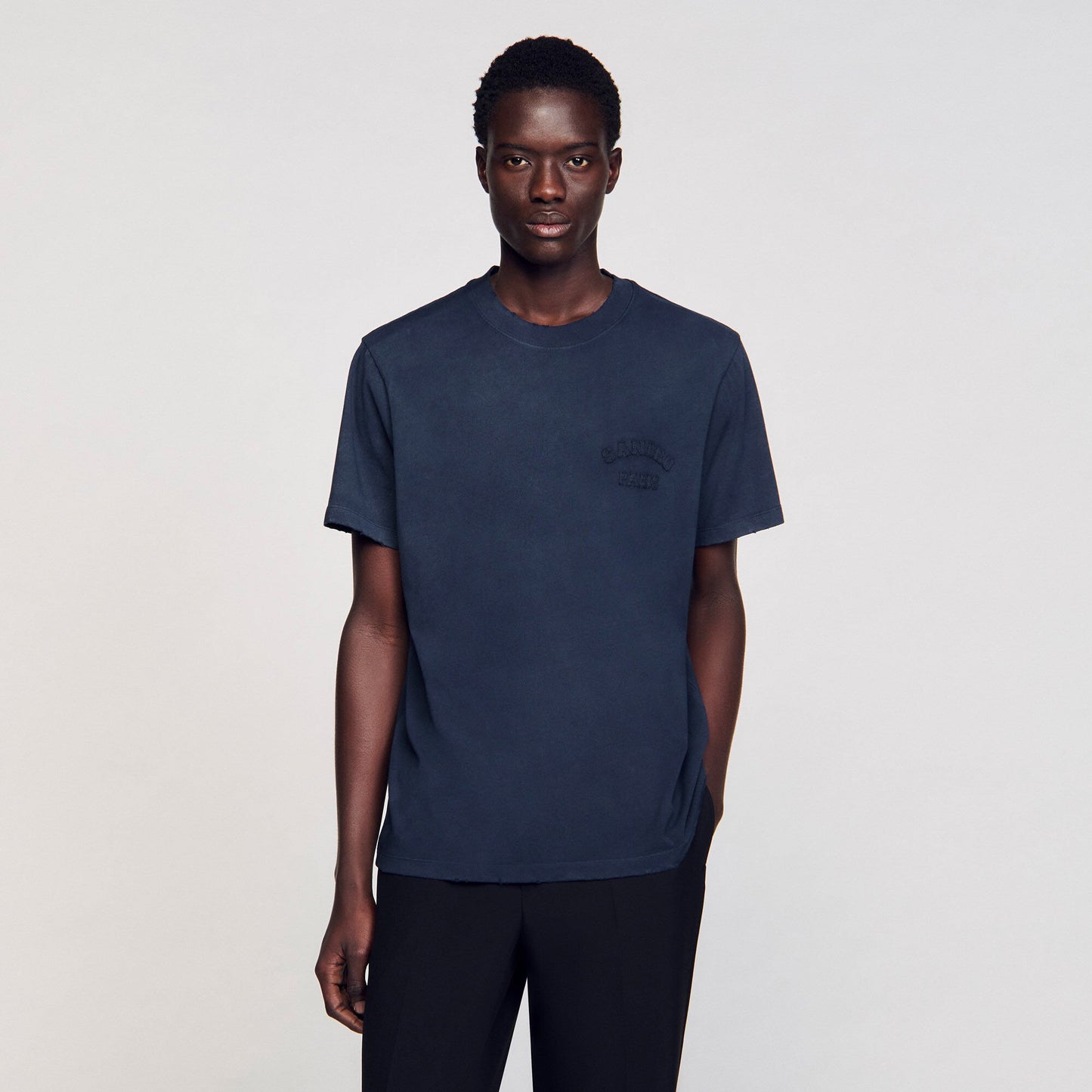 Sandro Worn-effect T-shirt Navy Blue