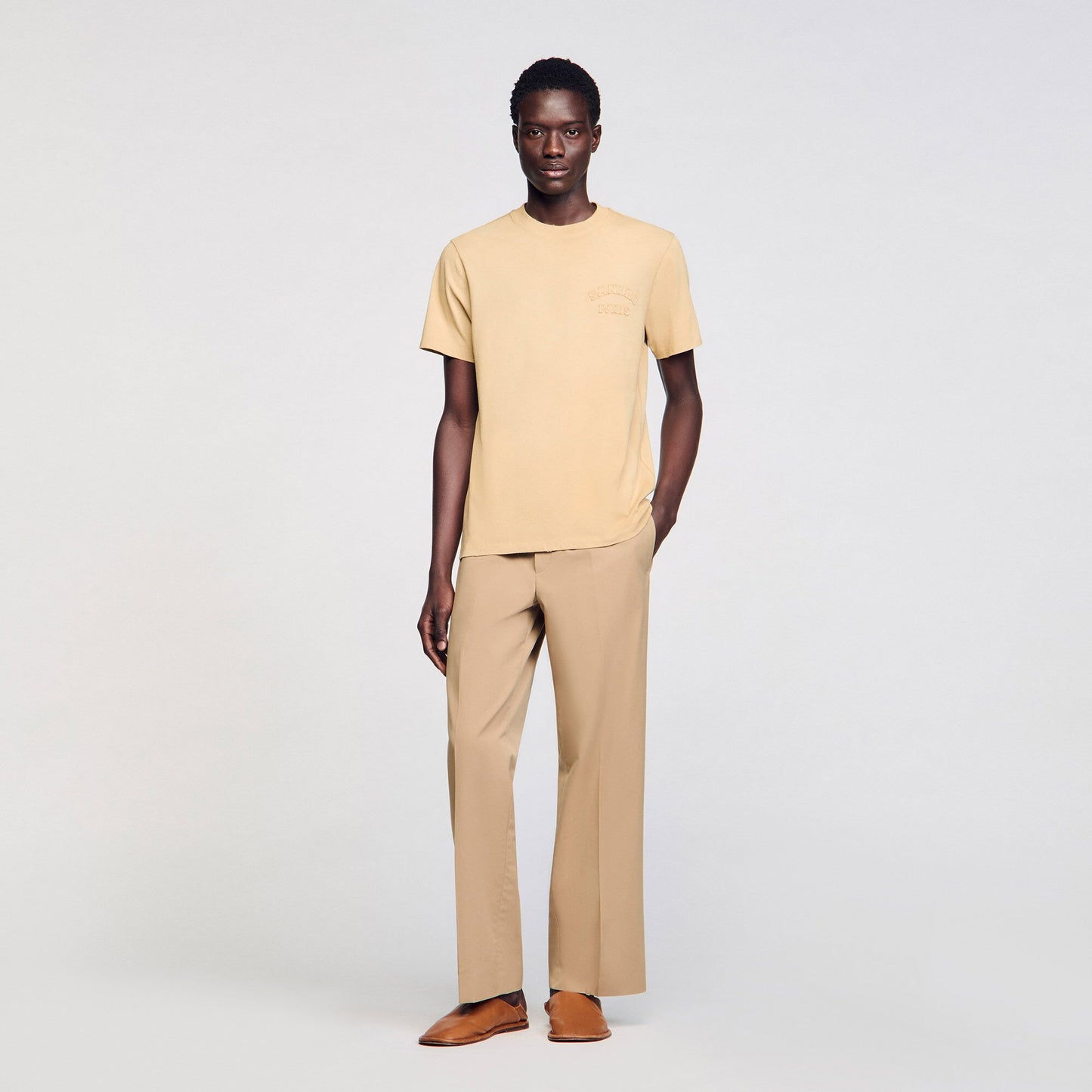 Sandro Worn-effect T-shirt Sand.