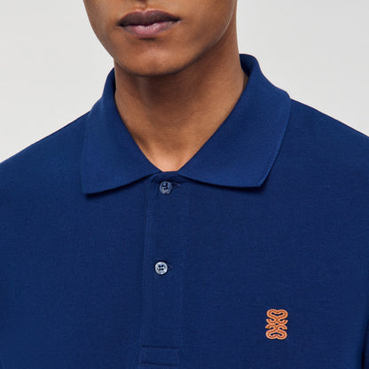 Sandro Polo shirt with leather logo Navy Blue