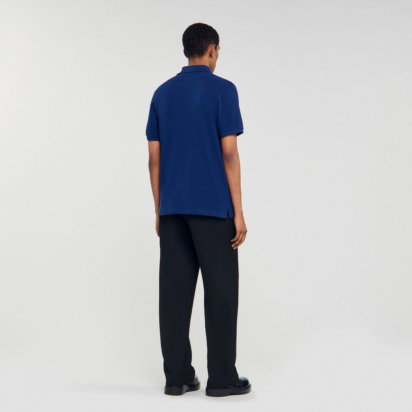 Sandro Polo shirt with leather logo Navy Blue