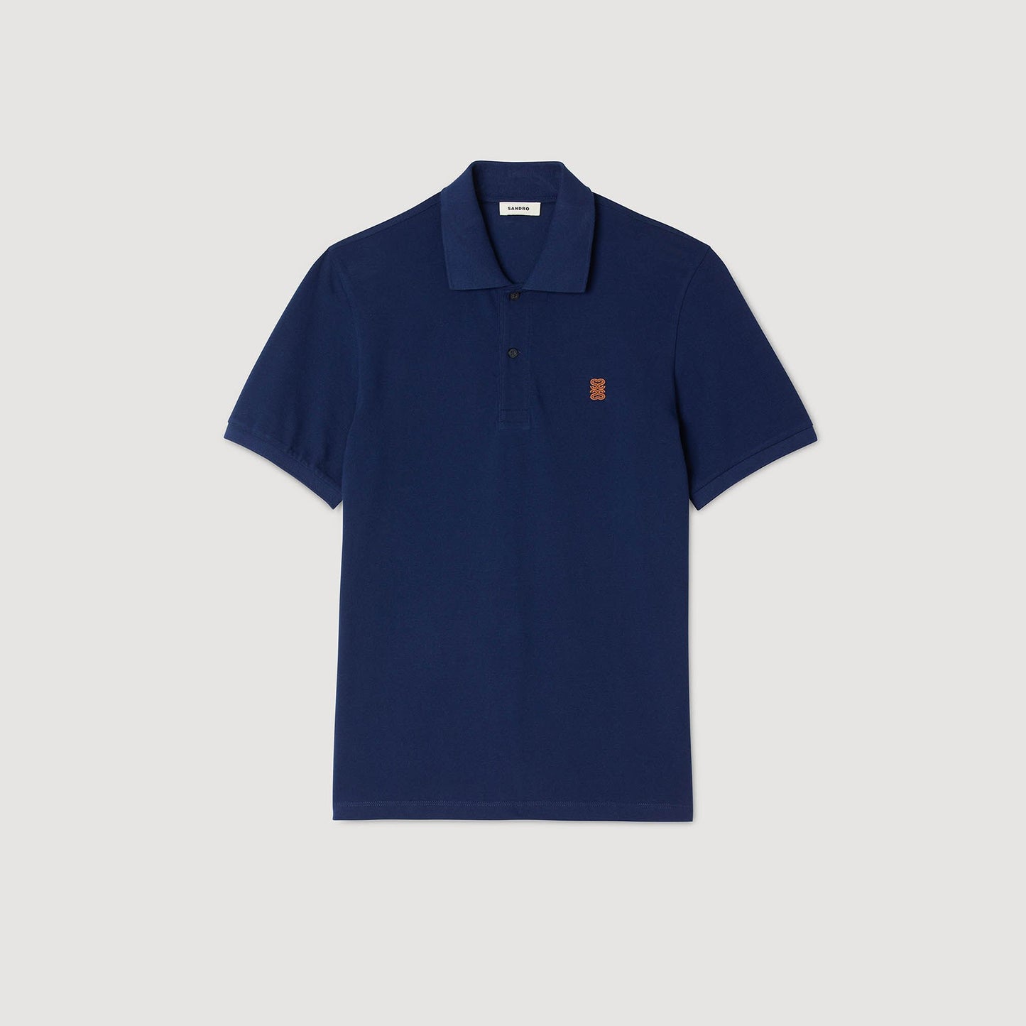 Sandro Polo shirt with leather logo Navy Blue