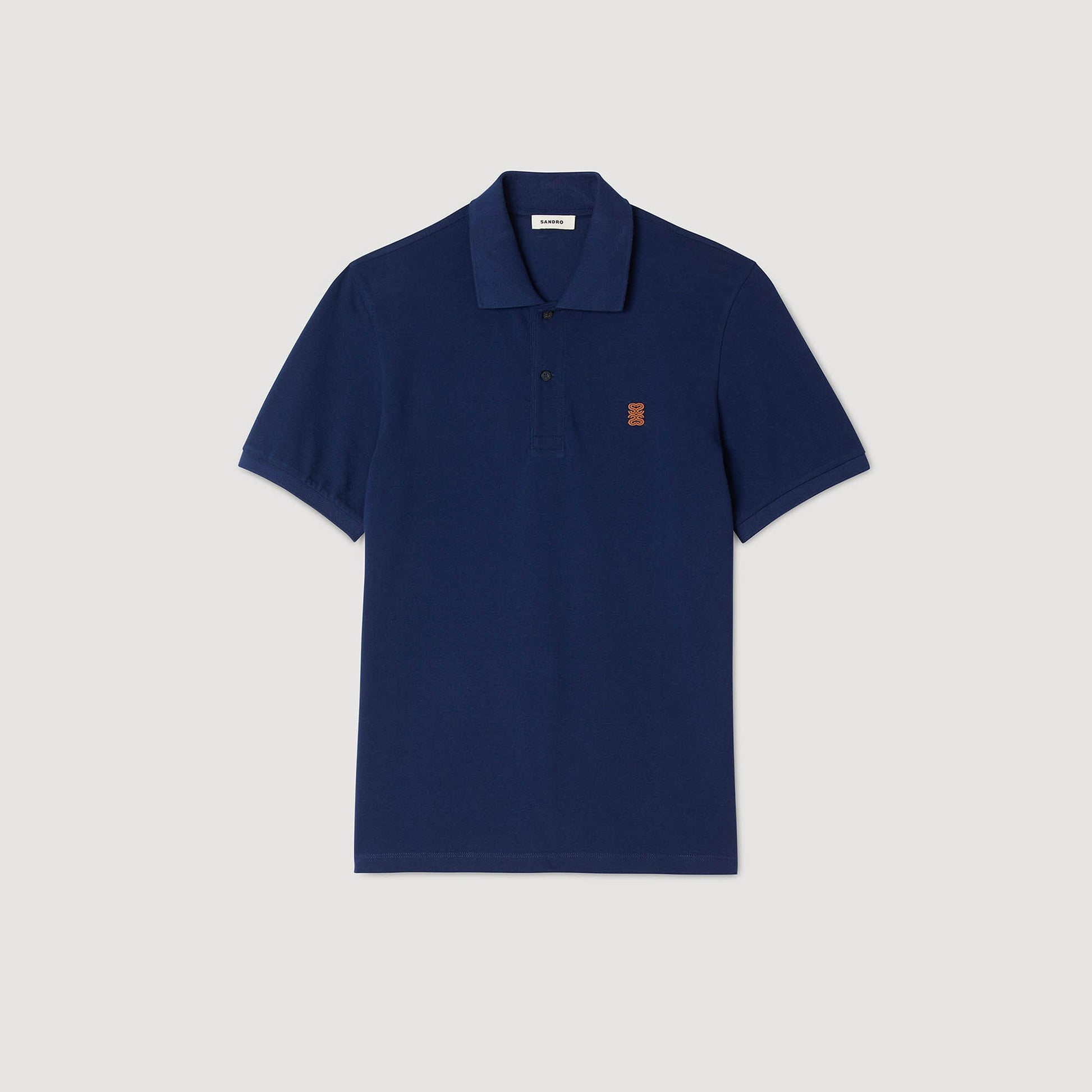 Sandro Polo shirt with leather logo Navy Blue
