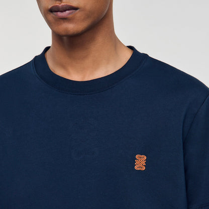 Sandro Leather logo T-shirt Navy Blue