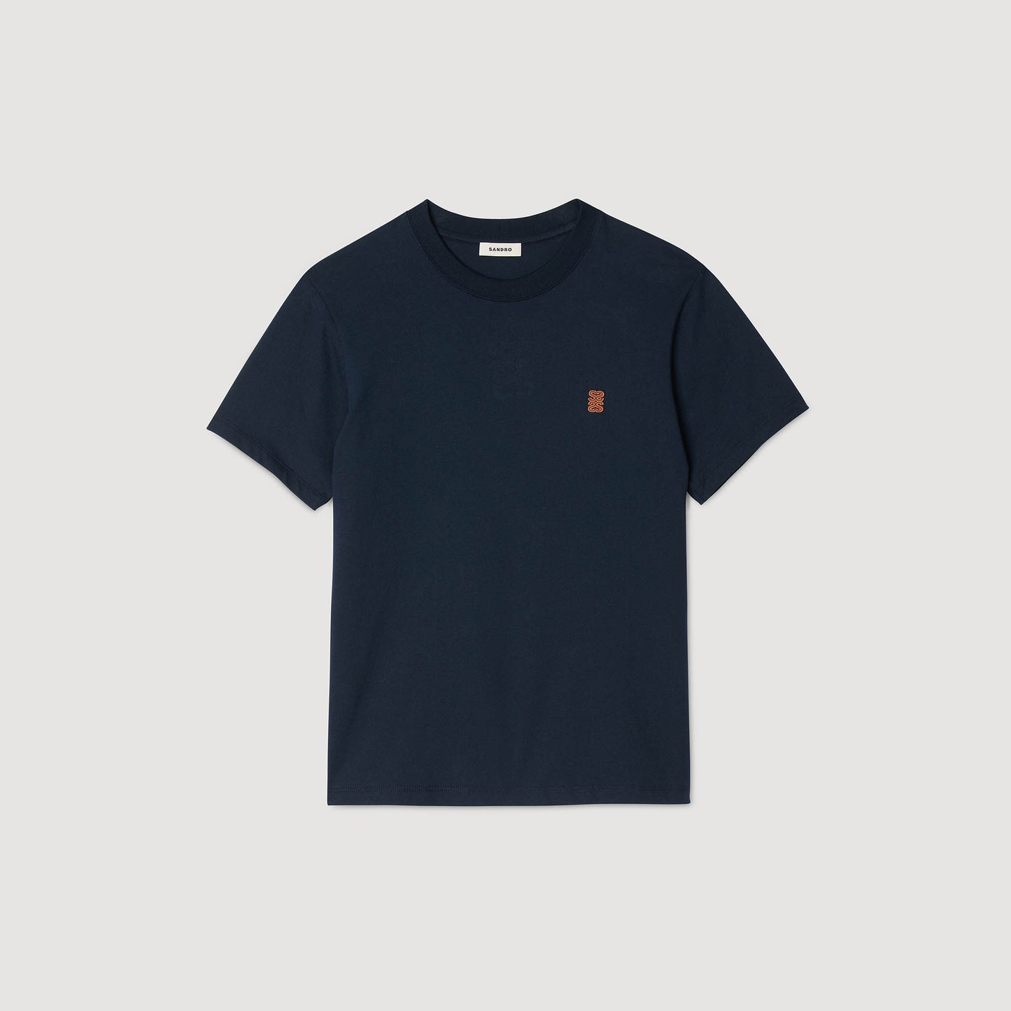Sandro Leather logo T-shirt Navy Blue