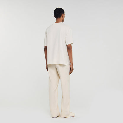 Sandro Leather logo T-shirt Butter Cream