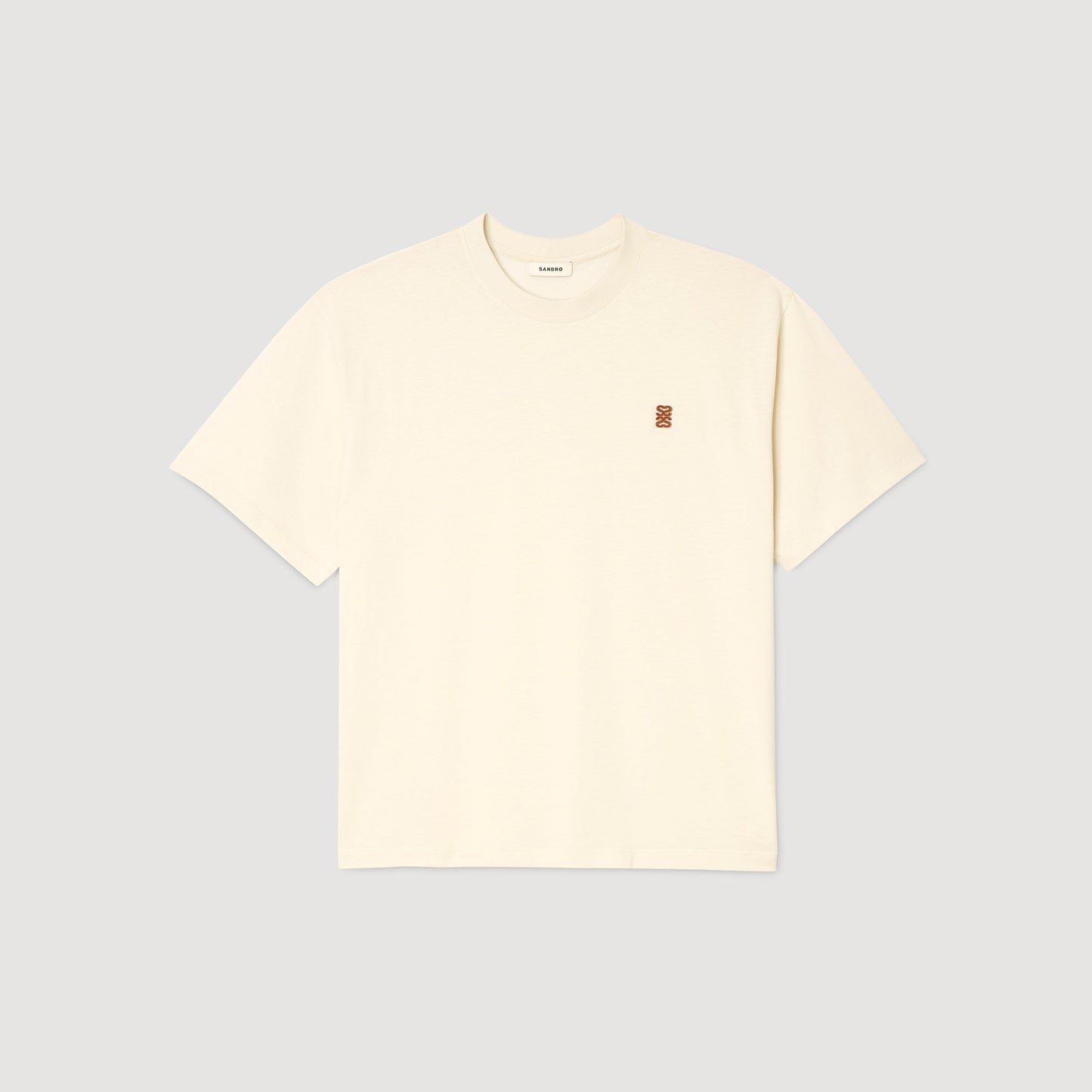 Sandro Leather logo T-shirt Butter Cream