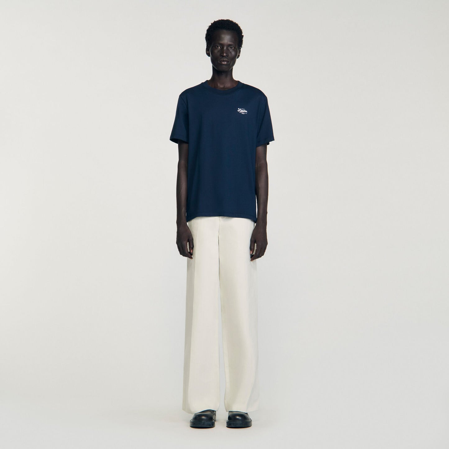 Sandro T-shirt with appliqué logo Midnight Blue