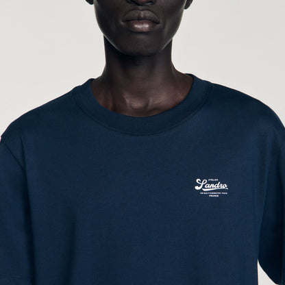 Sandro T-shirt with appliqué logo Midnight Blue