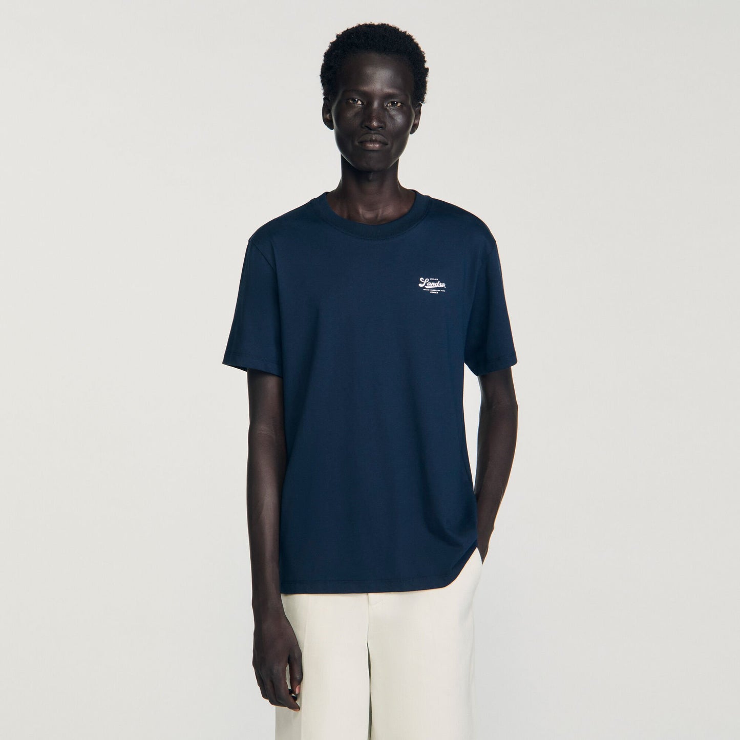 Sandro T-shirt with appliqué logo Midnight Blue
