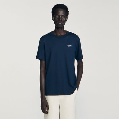 Sandro T-shirt with appliqué logo Midnight Blue