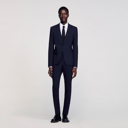 Sandro Classic wool suit jacket Navy Blue