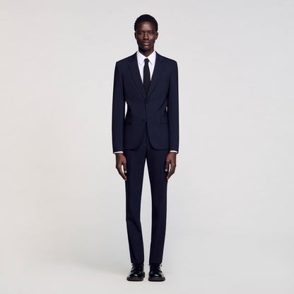 Sandro Classic wool suit jacket Navy Blue