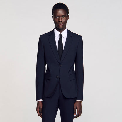 Sandro Classic wool suit jacket Navy Blue