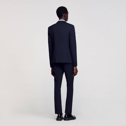 Sandro Classic wool suit jacket Navy Blue