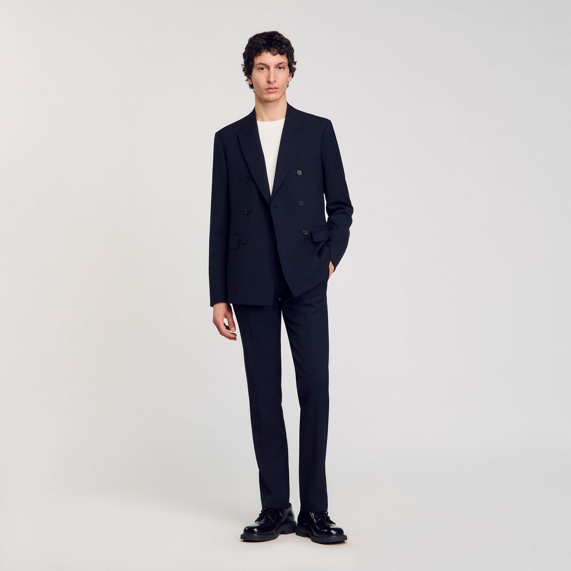 Sandro Double-breasted suit jacket Navy Blue