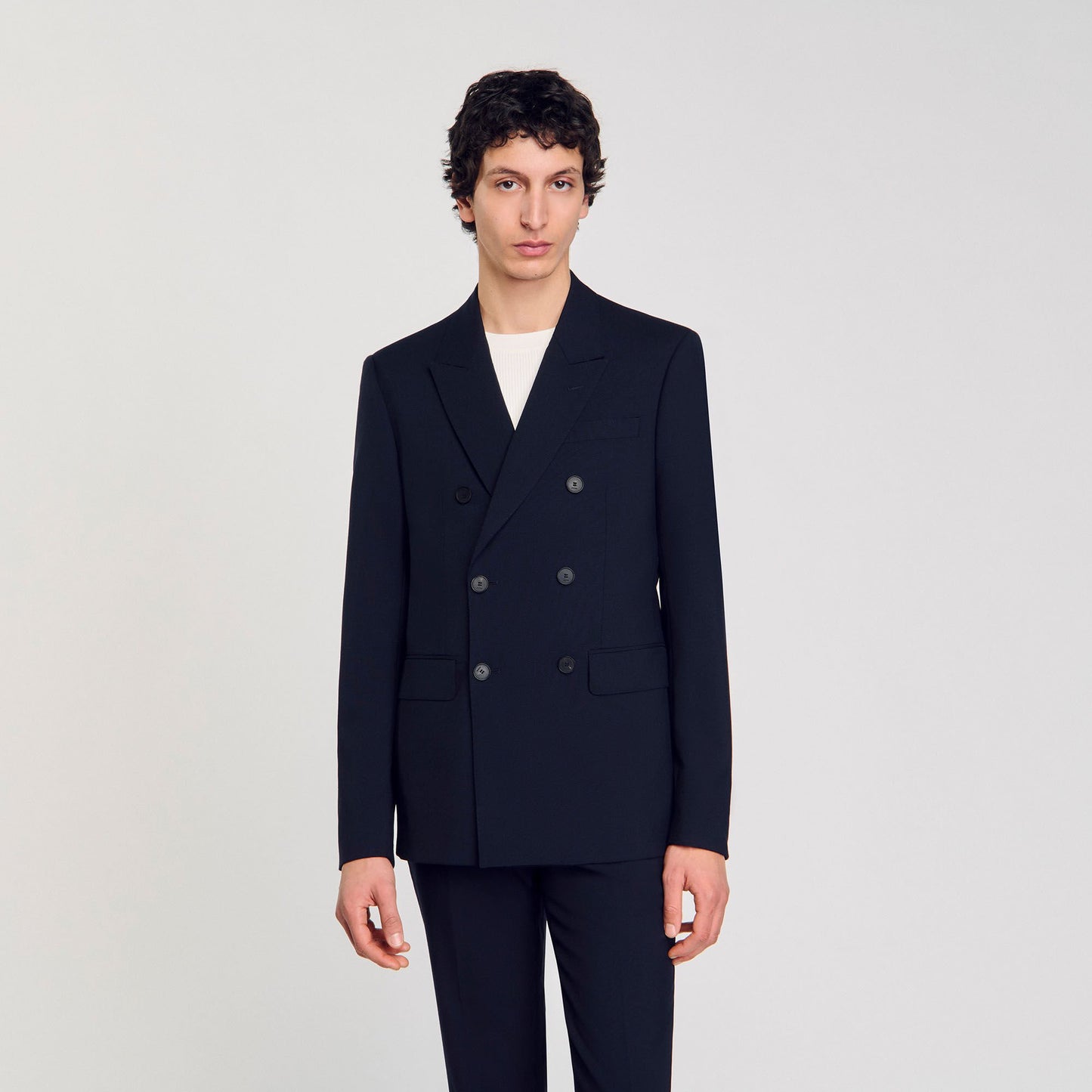 Sandro Double-breasted suit jacket Navy Blue
