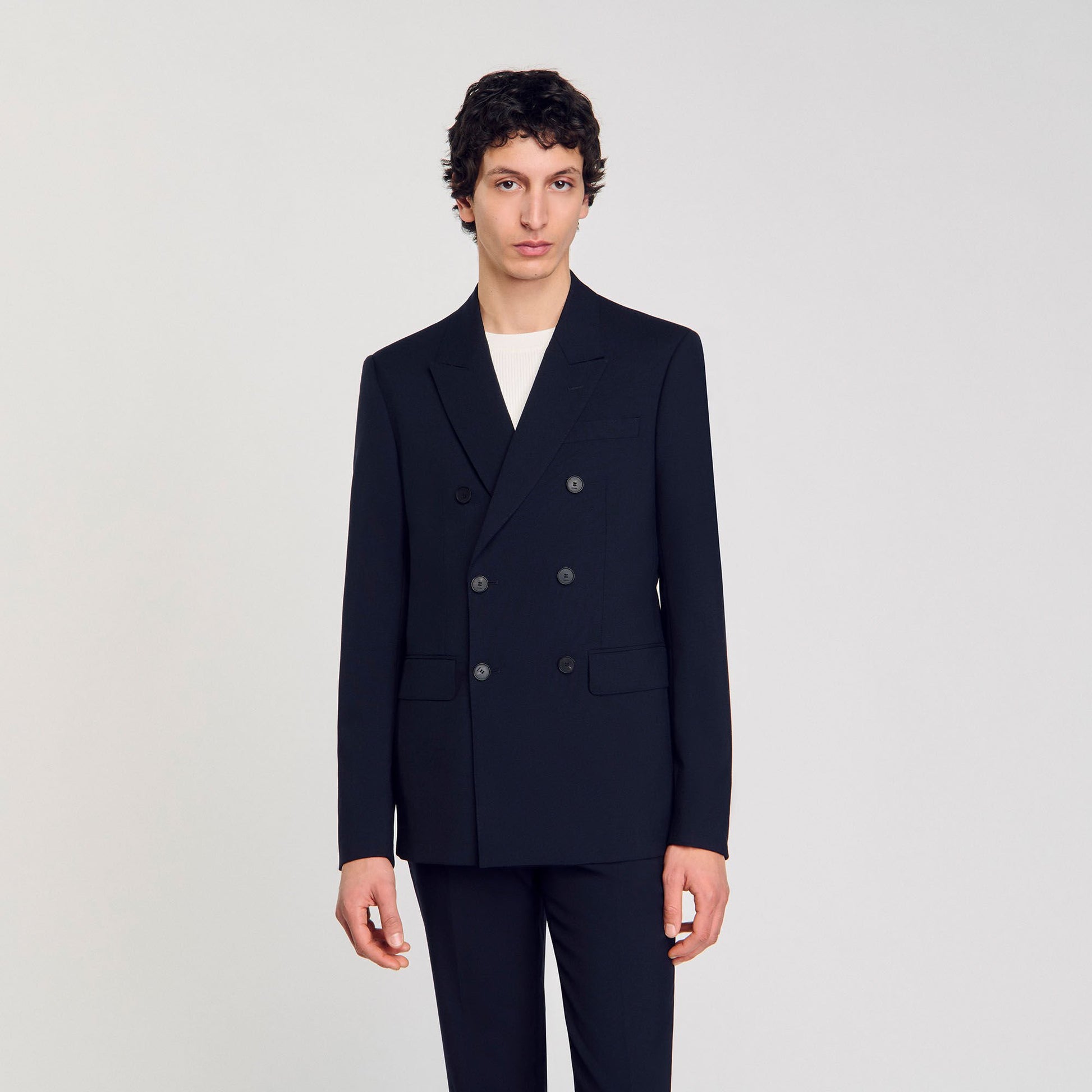 Sandro Double-breasted suit jacket Navy Blue