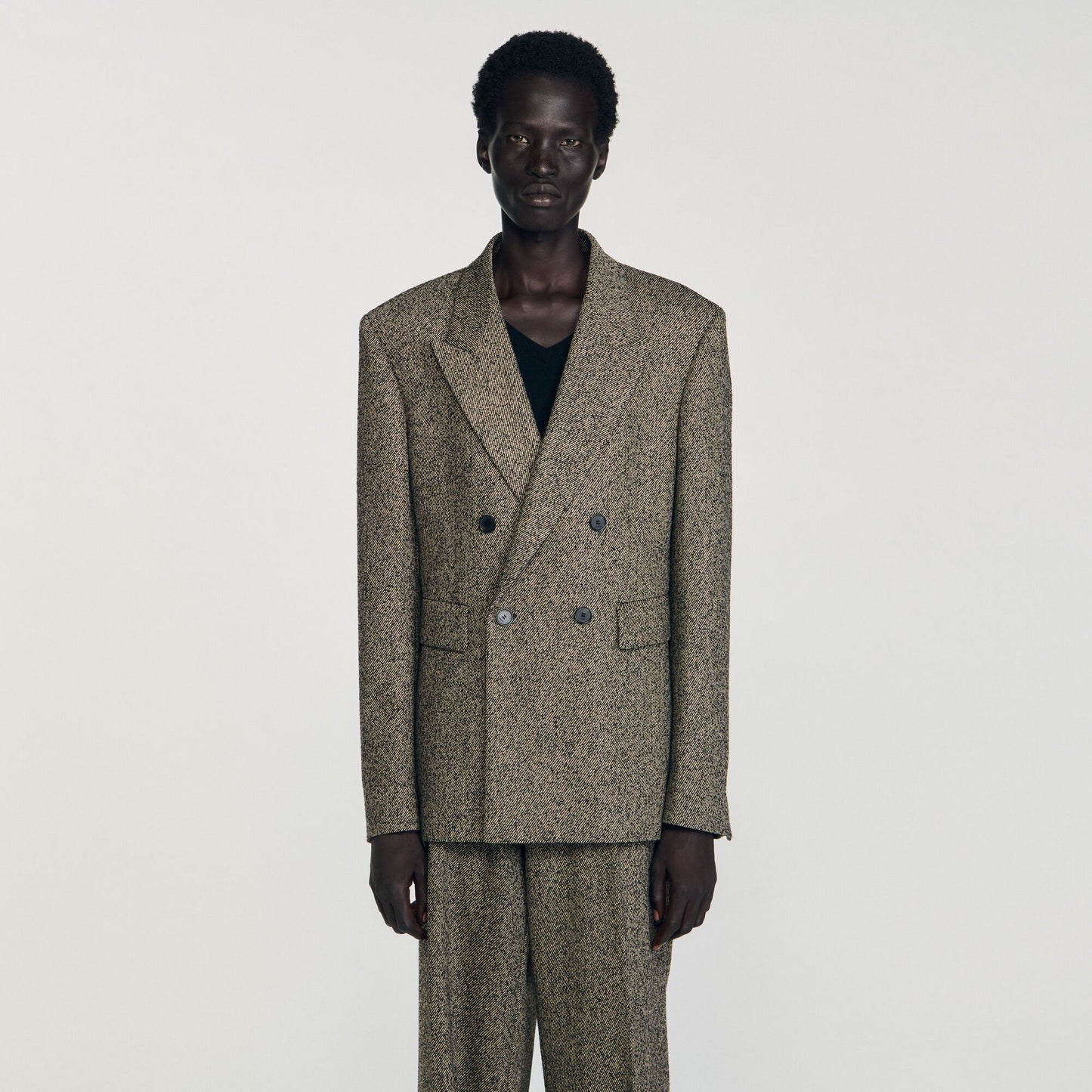 Sandro Double-breasted suit jacket String Chine
