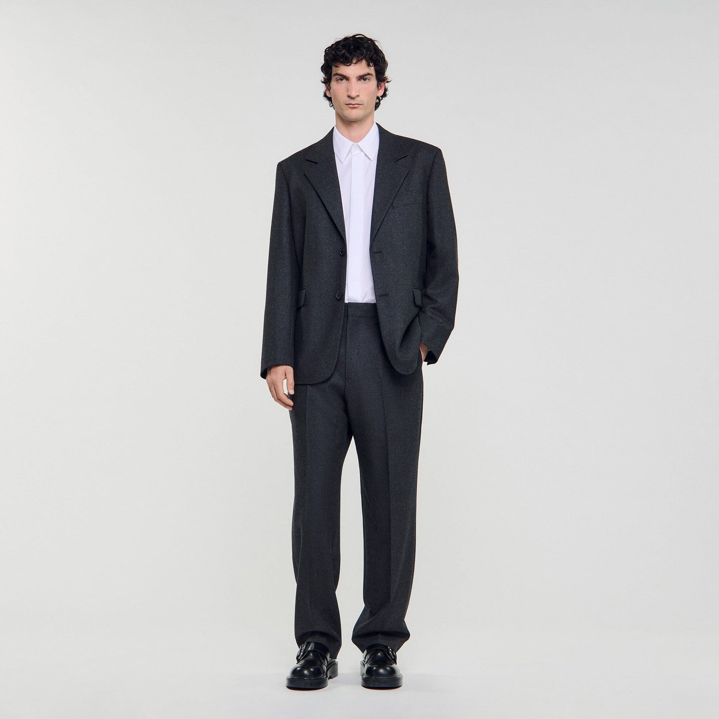 Sandro Wool suit jacket Heather Charcoal