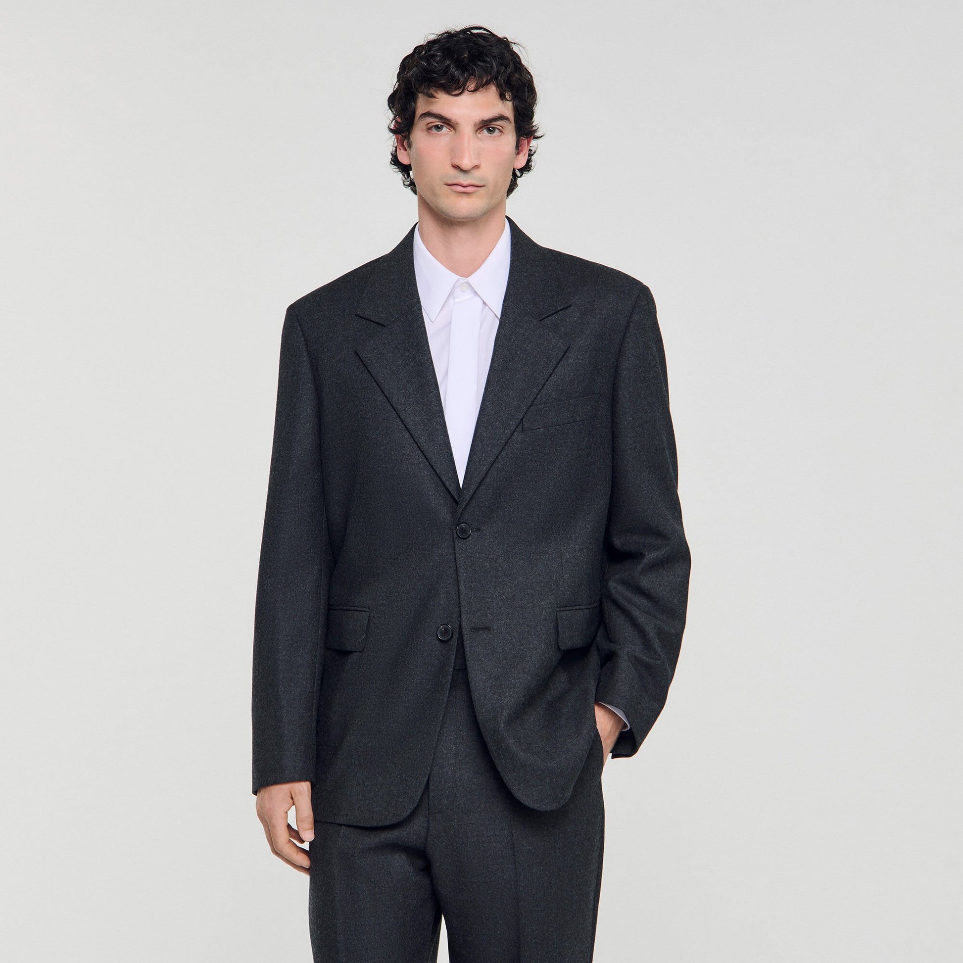 Sandro Wool suit jacket Heather Charcoal